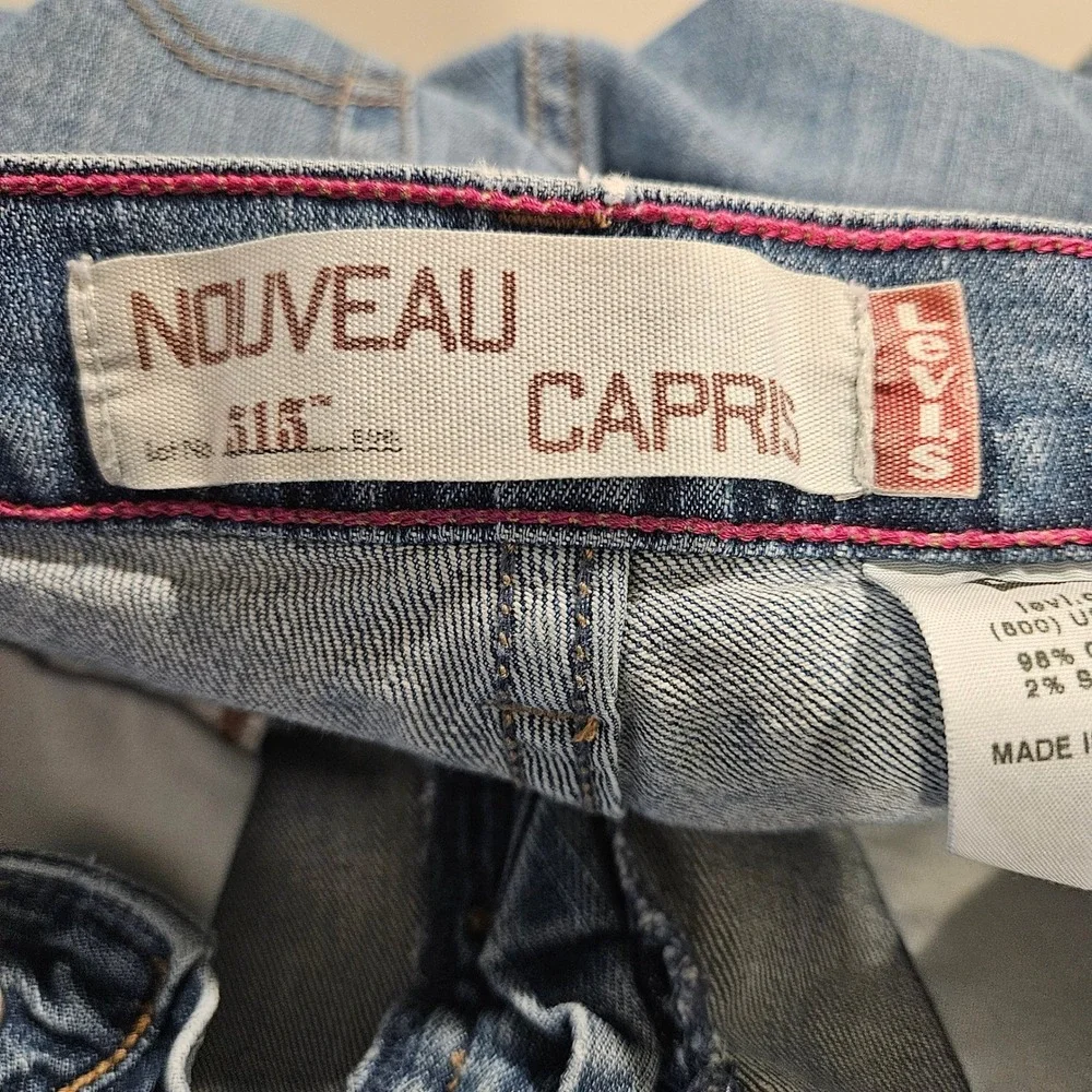 Levi's Jeans Womens 12 Blue 515 Nouveau Capris Raw Hem Stretch Denim Cropped